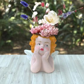 Angel Statue Crafted Head Face Planter Pot.