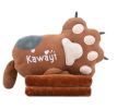 Cute Cat Paw Plush Sofa Bed Decorative Throw Pillow Cushion with Blanket for Office Home; Brown