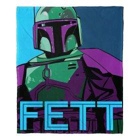 Star Wars; Pop Art Boba Fett Aggretsuko Comics Silk Touch Throw Blanket; 50" x 60"