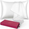 Lacette Silk Pillowcase 2 Pack for Hair and Skin, 100% Mulberry Silk, Double-Sided Silk Pillow Cases with Hidden Zipper (white, Queen 20" x 30")