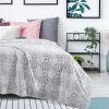 Back Printing Shaved Flannel Plush Blanket, checked Blanket for Bed or Sofa, 80" x 90", Grey ( Set of 2)