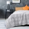 Back Printing Shaved Flannel Plush Blanket, checked Blanket for Bed or Sofa, 80" x 90", Grey ( Set of 2)