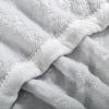 Back Printing Shaved Flannel Plush Blanket, checked Blanket for Bed or Sofa, 80" x 90", Grey ( Set of 2)