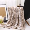 Printed Faux Rabbit Fur Throw, Lightweight Plush Cozy Soft Blanket, 50" x 60", Sand Leopard (2 Pack Set of 2)