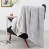 Back Printing Shaved Flannel Plush Blanket, checked Blanket for Bed or Sofa, 80" x 90", Grey ( Set of 2)