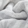 Back Printing Shaved Flannel Plush Blanket, checked Blanket for Bed or Sofa, 80" x 90", Grey ( Set of 2)