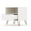 Manhattan Comfort Rockefeller 1.0 Mid-Century- Modern Nightstand with 1-Drawer in Off White