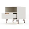 Manhattan Comfort Rockefeller 1.0 Mid-Century- Modern Nightstand with 1-Drawer in Off White