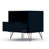 Manhattan Comfort Rockefeller 1.0 Mid-Century Modern 1-Drawer Nightstand in Midnight Blue