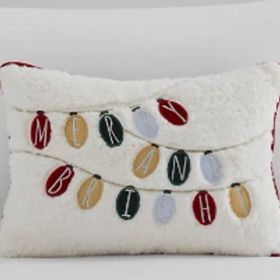 Christmas Gift Style Pillow Embroidered Affixed Cloth Embroidered Cushion (Option: Christmas Lights Waist Pillow-Default Item)