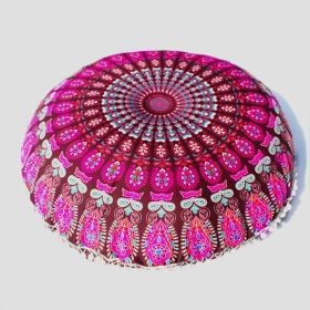 Flower Round Seat Cover Furniture Cushion Case (Option: New Feather Deep Rose-43cm Diameter Pillowcase)