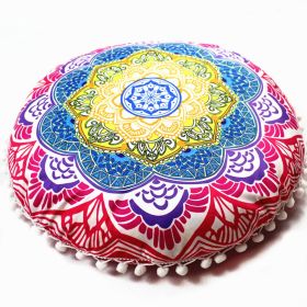 Flower Round Seat Cover Furniture Cushion Case (Option: Rose Red Purple Flowers-43cm Diameter Pillowcase)