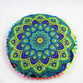 Flower Round Seat Cover Furniture Cushion Case (Option: Blue Green New Flowers-43cm Diameter Pillowcase)