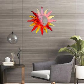 Metal Sun Iron Craft Indoor And Outdoor Decoration (Option: Red-28x28)