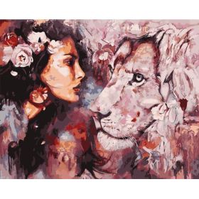 Digital Oil Painting Decorative Frameless (Option: 1486 Abstract Beauty And Lion-Frameless 40X50CM)