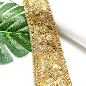 Vintage Gold Thread Stranded Rope Embroidery Ribbon (Option: yellow-5CM-1yard)