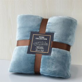 Nap Travel Solid Color Flannel Thickened Blanket (Option: Gray Blue-100x120cm)