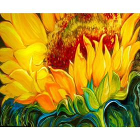 Digital Oil Painting Frameless Flowers (Option: Yellow Sunflower-No Inner Frame 40 X50)