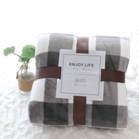 Nap Travel Solid Color Flannel Thickened Blanket (Option: Printed Gray Plaid-100x150cm)