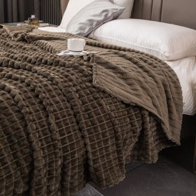 Milk Velvet Blanket Thickened Strip Cut Flower Flannel Blanket (Option: Cut Grid Dark Gray-100 X150CM Cover Blanket)