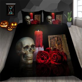 3D Printed Skull Printed Three-piece Home Textile Set (Option: style9-US Full 200*230)