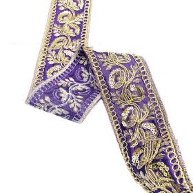 Vintage Gold Thread Stranded Rope Embroidery Ribbon (Option: purple-5CM-1yard)