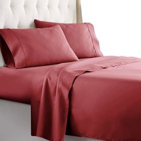 Full Size Sheets Set - Bedding Sheets & Pillowcases w/ 16 inch Deep Pockets - Fade Resistant & Machine Washable - 4 Piece 1800 Series Full Bed Sheet S (Color: Red, Piece Type: 4 Piece 1800 Series Full Bed)