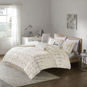 Raina Metallic Printed Duvet Cover Set (Color: as Pic)