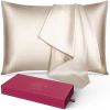 Silk Pillowcase for Hair and Skin 1 Pack, 100% Mulberry Silk & Natural Wood Pulp Fiber Double-Sided Design, Silk Pillow Covers with Hidden Zipper (que