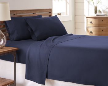 DDI 1941668 Premium Double Brushed 4 Piece Sheet Set , California King (Actual Color: Navy)