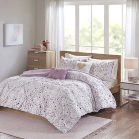 Abby/Lara/Nicole Metallic Printed and Pintucked Comforter (Color: as Pic)