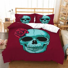 3D Printed Skull Printed Three-piece Home Textile Set (Option: style15-US Full 200*230)