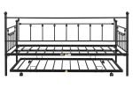 Metal Twin Daybed with Trundle/ Heavy-duty Sturdy Metal/ Noise Reduced/ Trundle for Flexible Space/ Vintage Style/ No Box Spring Needed