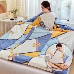 Multi-functional Lazy Quilt Student Dormitory Can Wear Sleeved Quilt (Option: Golden Gotiema-Adult Pillow)