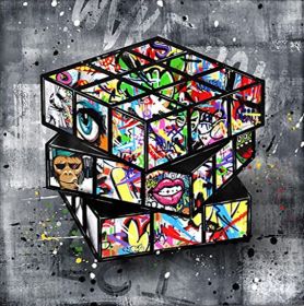 Banksy Graffiti Rubik's Cube Canvas Painting Wall (Option: Drawing core-20x20cm)