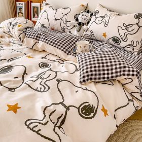 Washed Cotton Four-piece Bedding Set (Option: Happy Snoopy White-120cm)