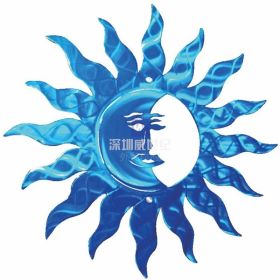 Metal Sun Iron Craft Indoor And Outdoor Decoration (Option: Blue-28x28)