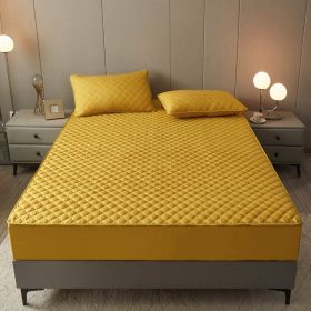 Cotton Clip Bed Hat Simple Solid Color Hotel Simmons All-inclusive Bed Cover (Option: Yellow-150cmx200cm)