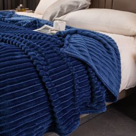 Milk Velvet Blanket Thickened Strip Cut Flower Flannel Blanket (Option: Royal Blue-180 X200CM Cover Blanket)