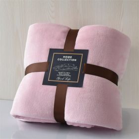 Nap Travel Solid Color Flannel Thickened Blanket (Option: Pink-150x200cm)