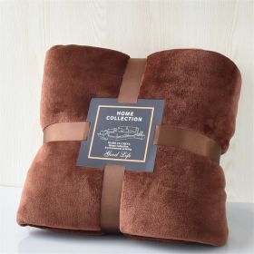 Nap Travel Solid Color Flannel Thickened Blanket (Option: Coffee-200x230cm)