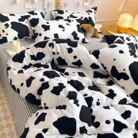 Washed Cotton Four-piece Bedding Set (Option: Cow-180cm)